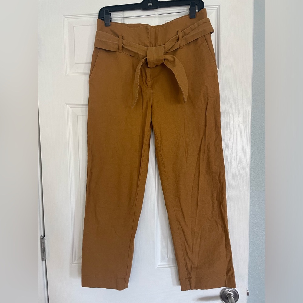 Sezane ankle pants in mustard linen, XS